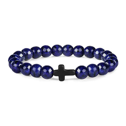 Natural Stone Wood Beads Rosary Bracelet for Meditation
