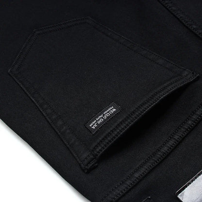 Men's Soft Stretch Black Denim Biker Jeans