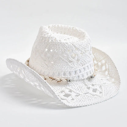 Hand Woven Straw Sun Hat for Women with Shell Decoration