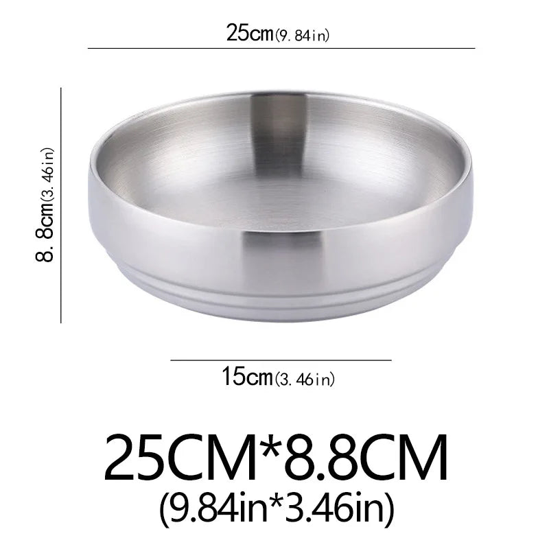 304 Stainless Steel Double Layer Noodle Bowl Gold Silver