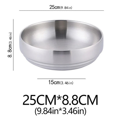 304 Stainless Steel Double Layer Noodle Bowl Gold Silver