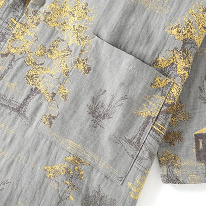 Men's Cotton Kimono Robe and Pajama Set