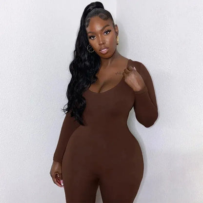 Dulzura Women Long Sleeve Bodycon Jumpsuit Overall