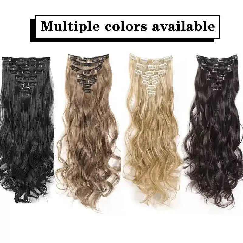 22 Inch Curly Wavy Clip In Hair Extensions Synthetic