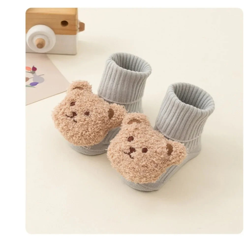 Cute Cartoon Bear Baby Socks Cotton Anti Slip Warm