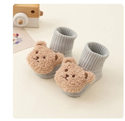 Cute Cartoon Bear Baby Socks Cotton Anti Slip Warm