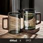 400ml Glass Cups with Walnut Handle for Tea