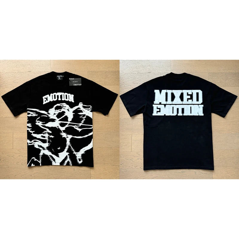 Mixed Emotion Cotton T-Shirt for Couples with Angel Print