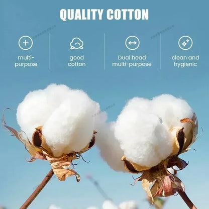 100 Pcs Baby Cotton Swabs with Wooden Sticks