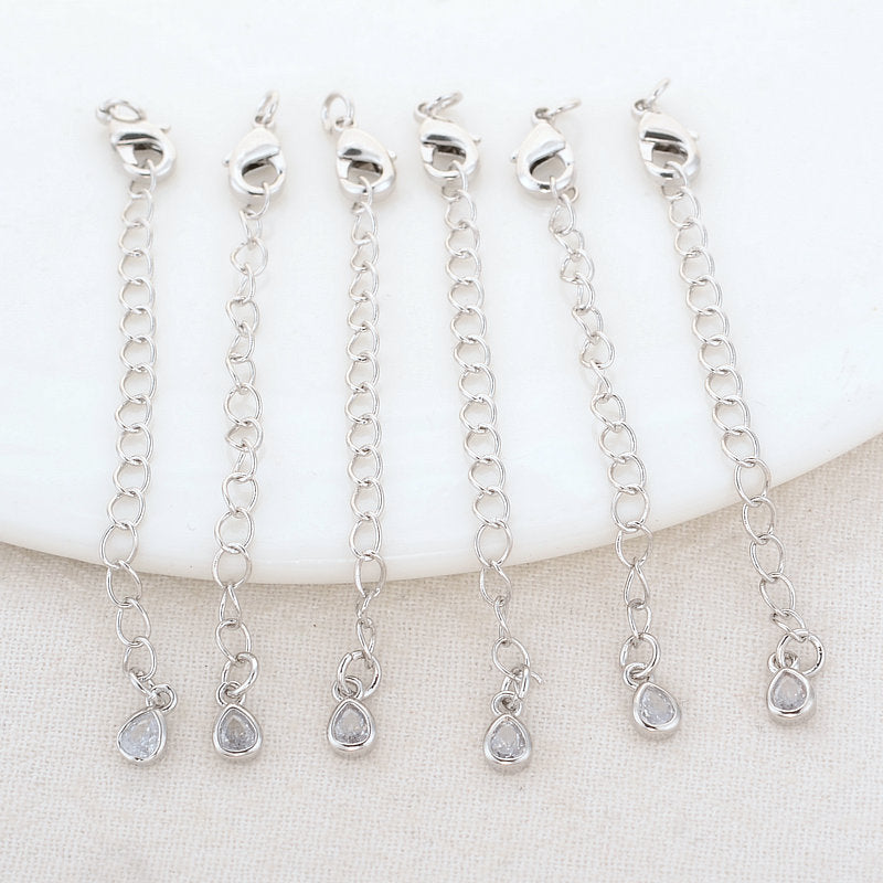 14K Gold Color Brass Drop Extender Chain 6PCS