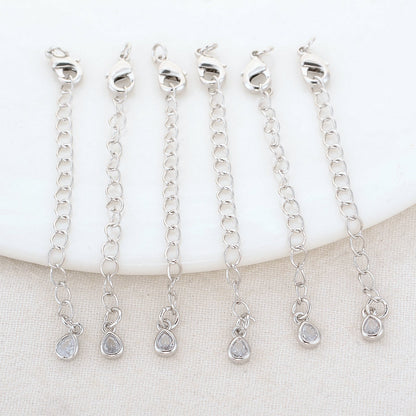 14K Gold Color Brass Drop Extender Chain 6PCS