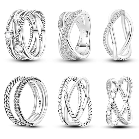 Silver Zircon Geometric Star Ring for Women
