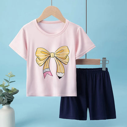Children's Casual Joker Bear Print Pajama Set