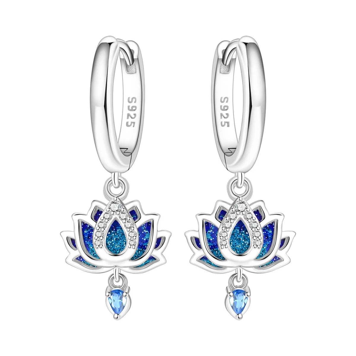 S925 Sterling Silver Iris Flower Hoop Earrings for Women