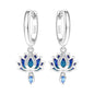 S925 Sterling Silver Iris Flower Hoop Earrings for Women