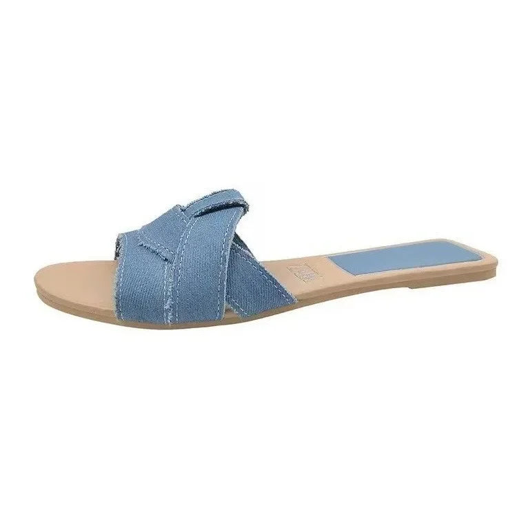 Summer Women's Solid Color Slippers with Buckle