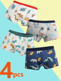 Boys Cotton Boxer Briefs with Dinosaur Print