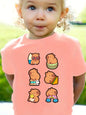 Capybara Print Girls Summer T-Shirt Short Sleeve