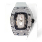 Green Tonneau Quartz Watch for Women with Iced Diamonds