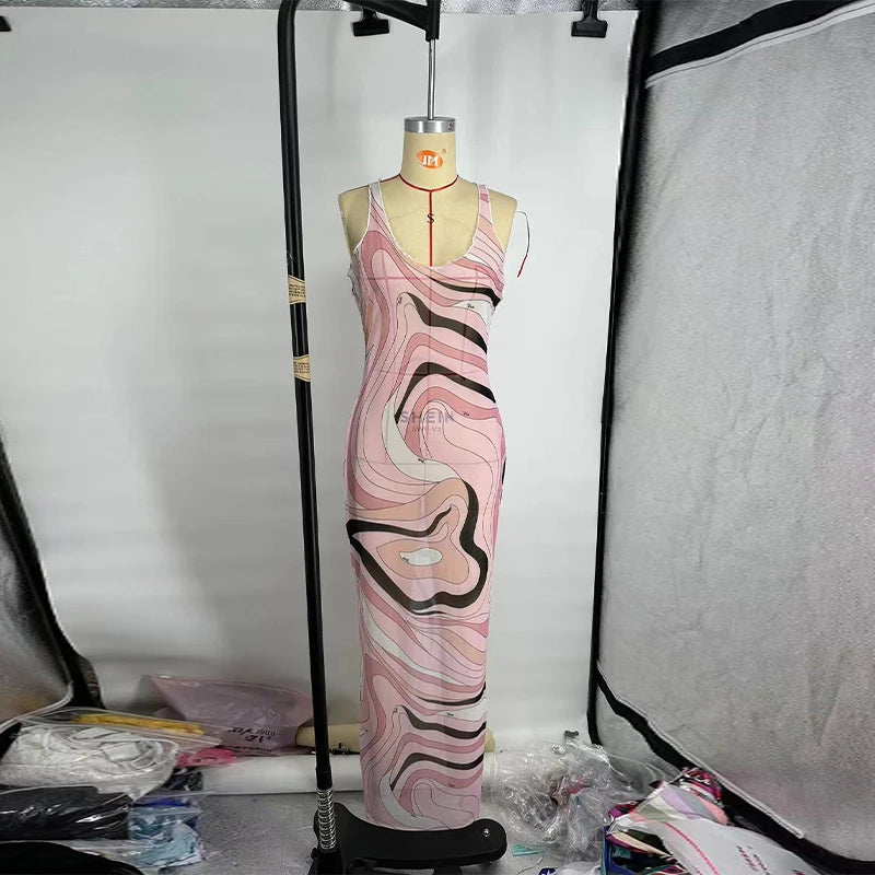 Sheer Mesh Bodycon Maxi Dress for Women