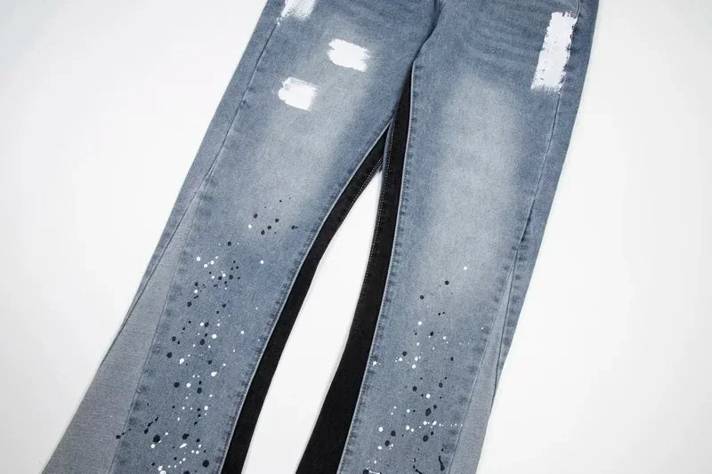 Washed Denim Trousers for Men with Micro-Flared Style