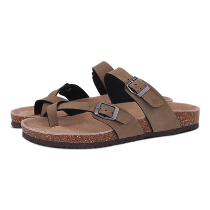 Comwarm Women's Suede Mules Slippers with Cork Insole