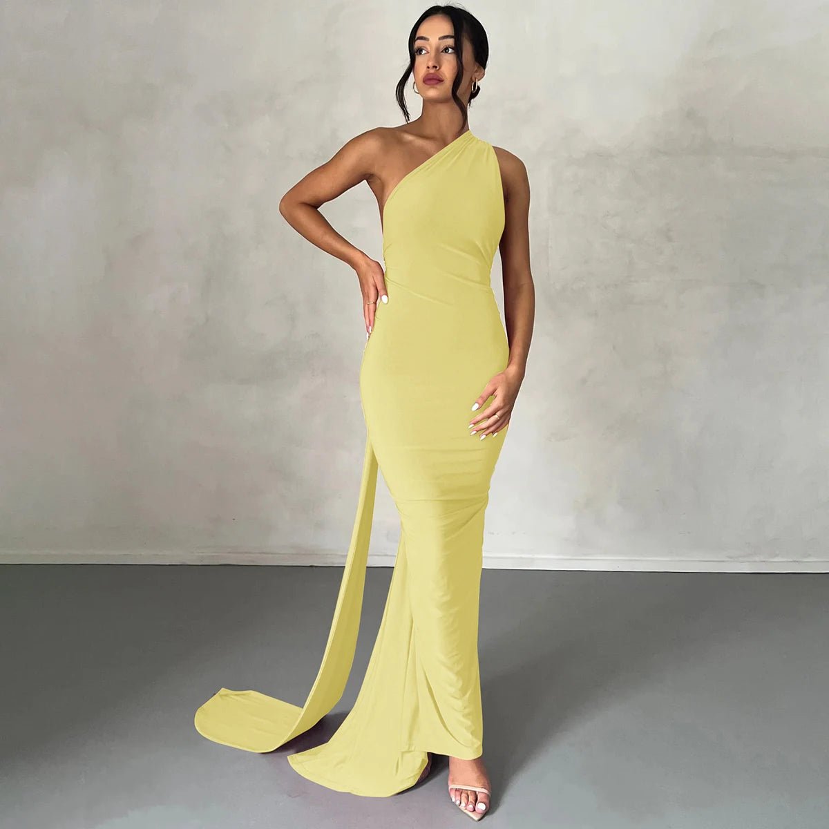 Hugcitar One Shoulder Backless Maxi Dress Women