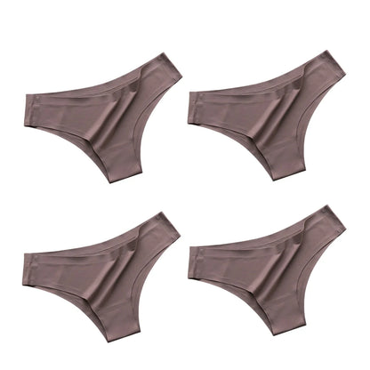 4PCS Seamless Brazilian Panties Cool Ice Silk Low Waist