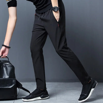 Men's Casual Straight Slim Fit Jogger Pants Polyester Blue Gray