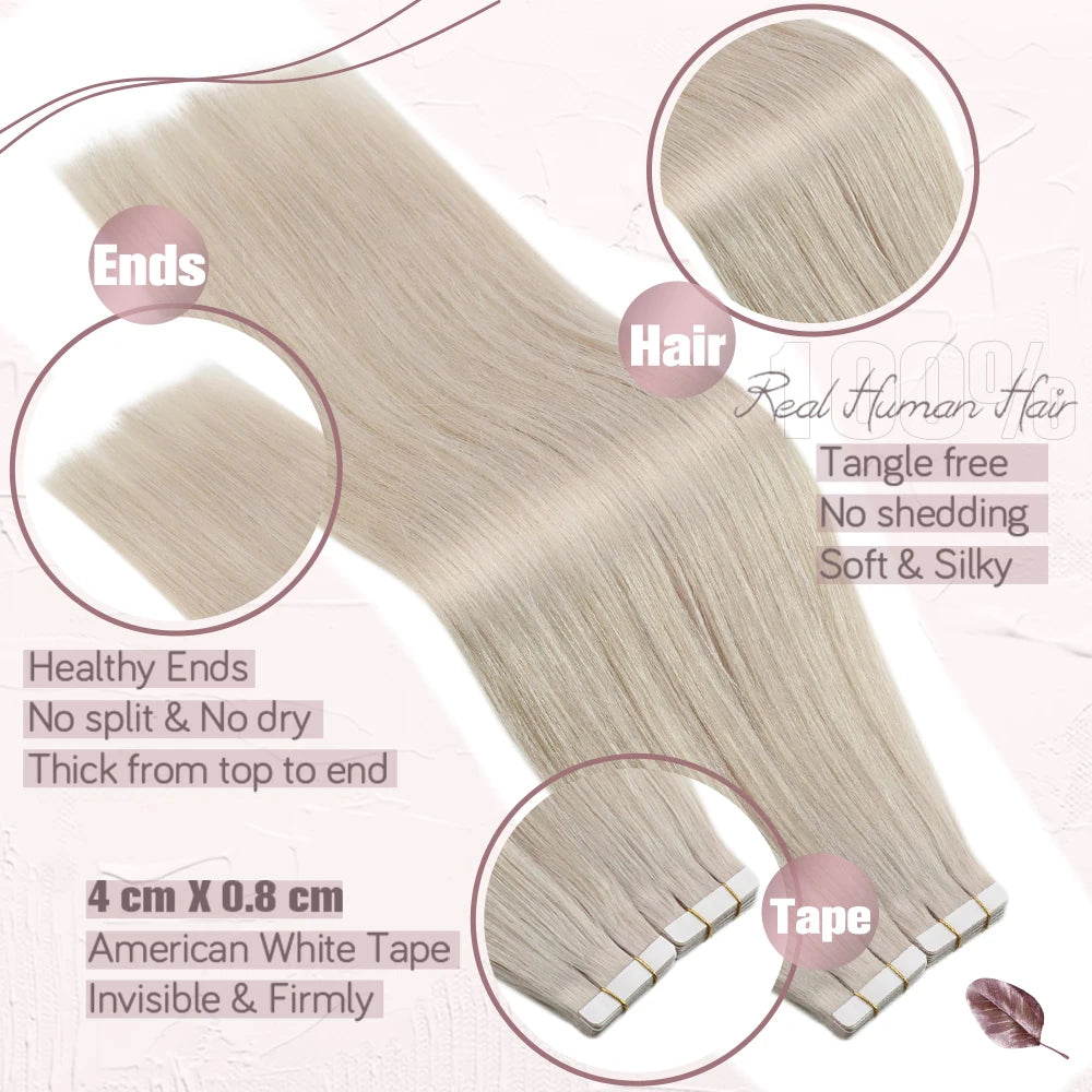 Ugeat Tape In Hair Extensions Brazilian Remy Hair 20P/40P