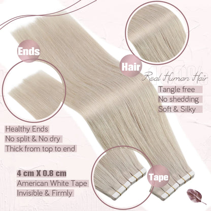 Ugeat Tape In Hair Extensions Brazilian Remy Hair 20P/40P