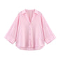 Wide Sleeved Asymmetric Hem Shirt for Women
