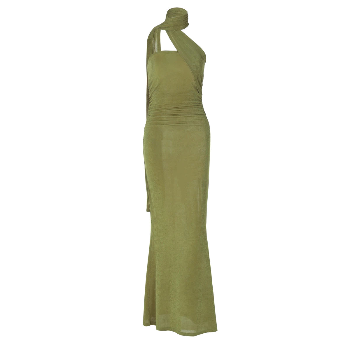 Hugcitar Halter Backless Ruched Bodycon Maxi Dress