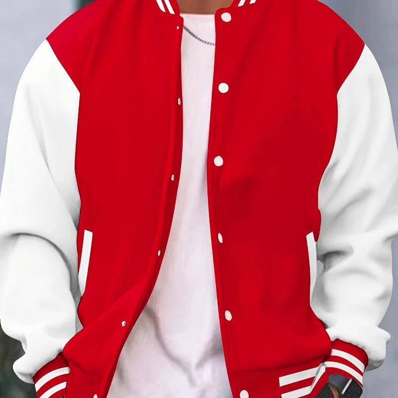 Men's Multi-Color Cotton Streetwear Baseball Jacket