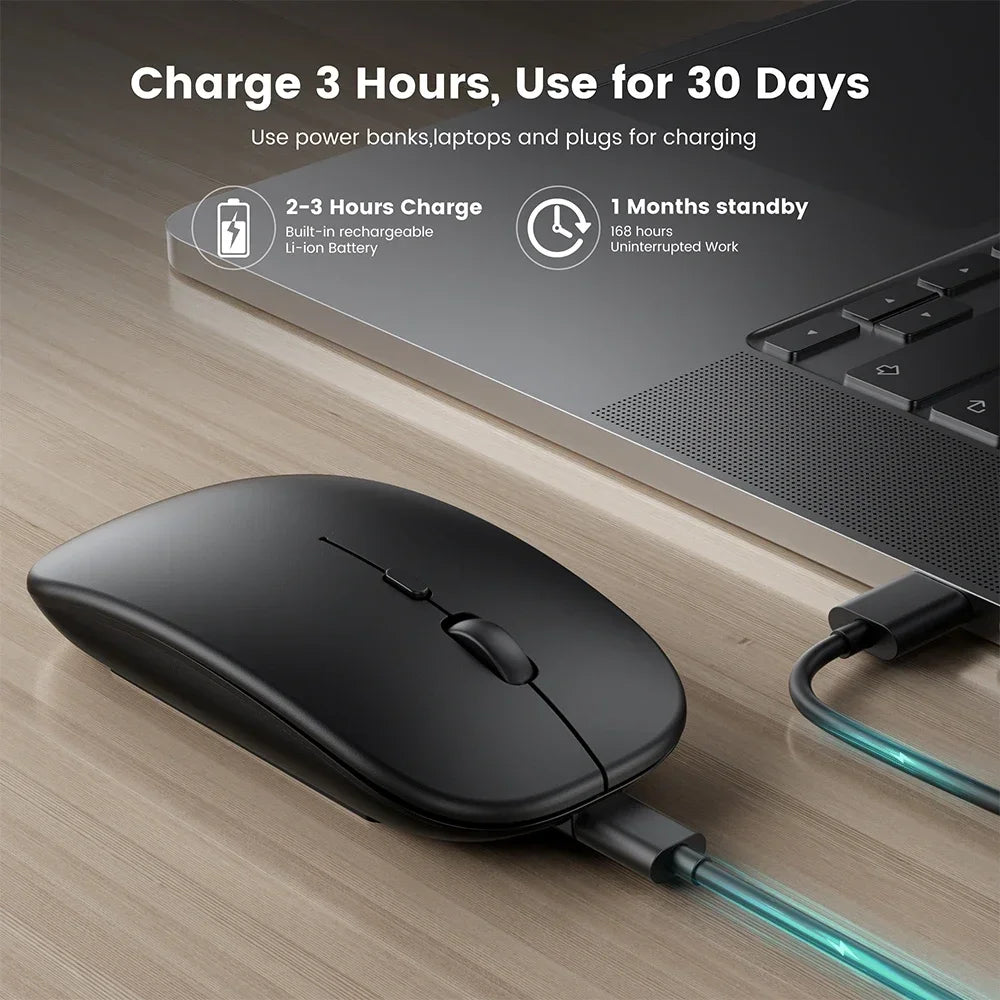 Rechargeable Wireless Mouse Dual Modes for PC and Laptop