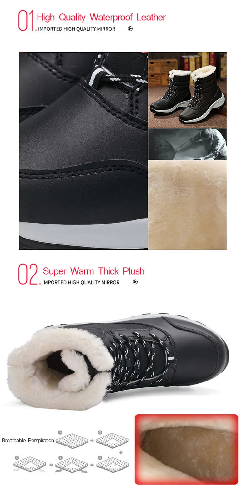 Women’s Waterproof Ankle Snow Boots with Fur Lining