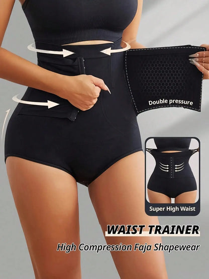 Seamless High Waist Compression Panty Briefs Apricot