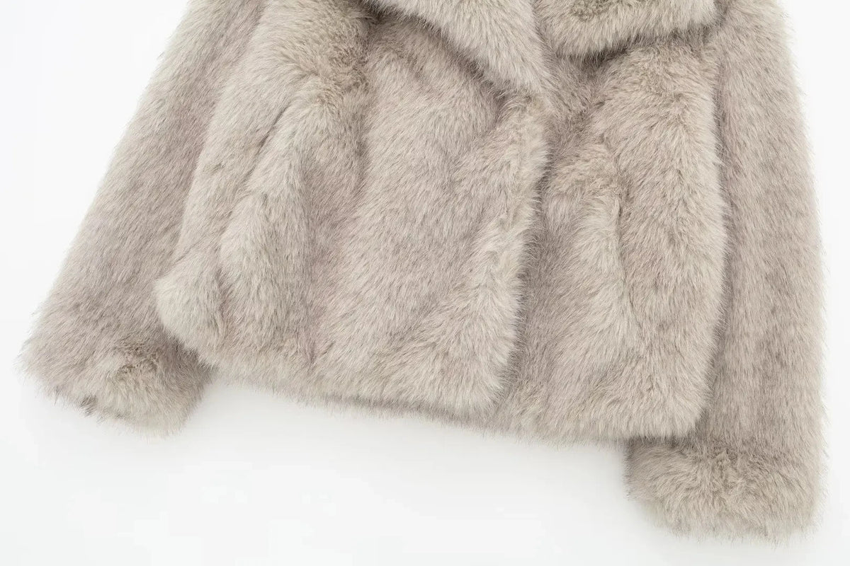 Cropped Faux Fur Jacket Coat for Women
