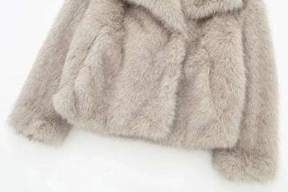Cropped Faux Fur Jacket Coat for Women