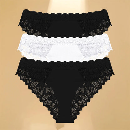 Lace Hollow Out Low-Waist Floral Briefs for Women