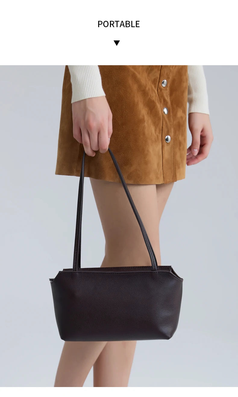 Genuine Cowhide Leather Mini Shoulder Tote Bag