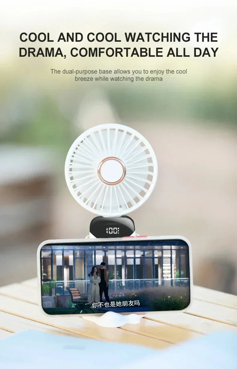 Portable Rechargeable Handheld Fan with LED Display