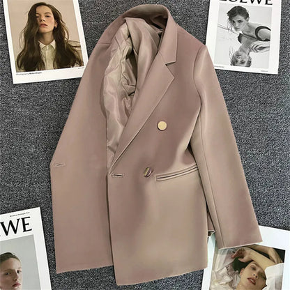 Women Double-Breasted Blazer Casual Suit Jacket