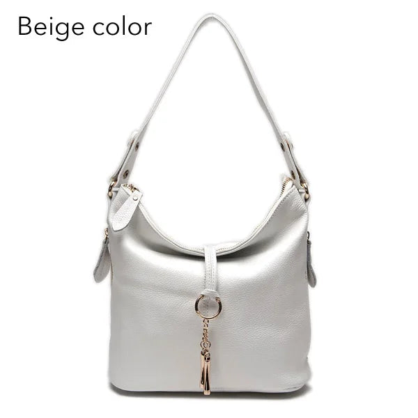 Zency Red Genuine Leather Hobo Shoulder Bag