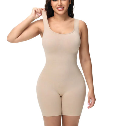 Wide Strap Bodysuit Shapewear for Women in Black/Nude