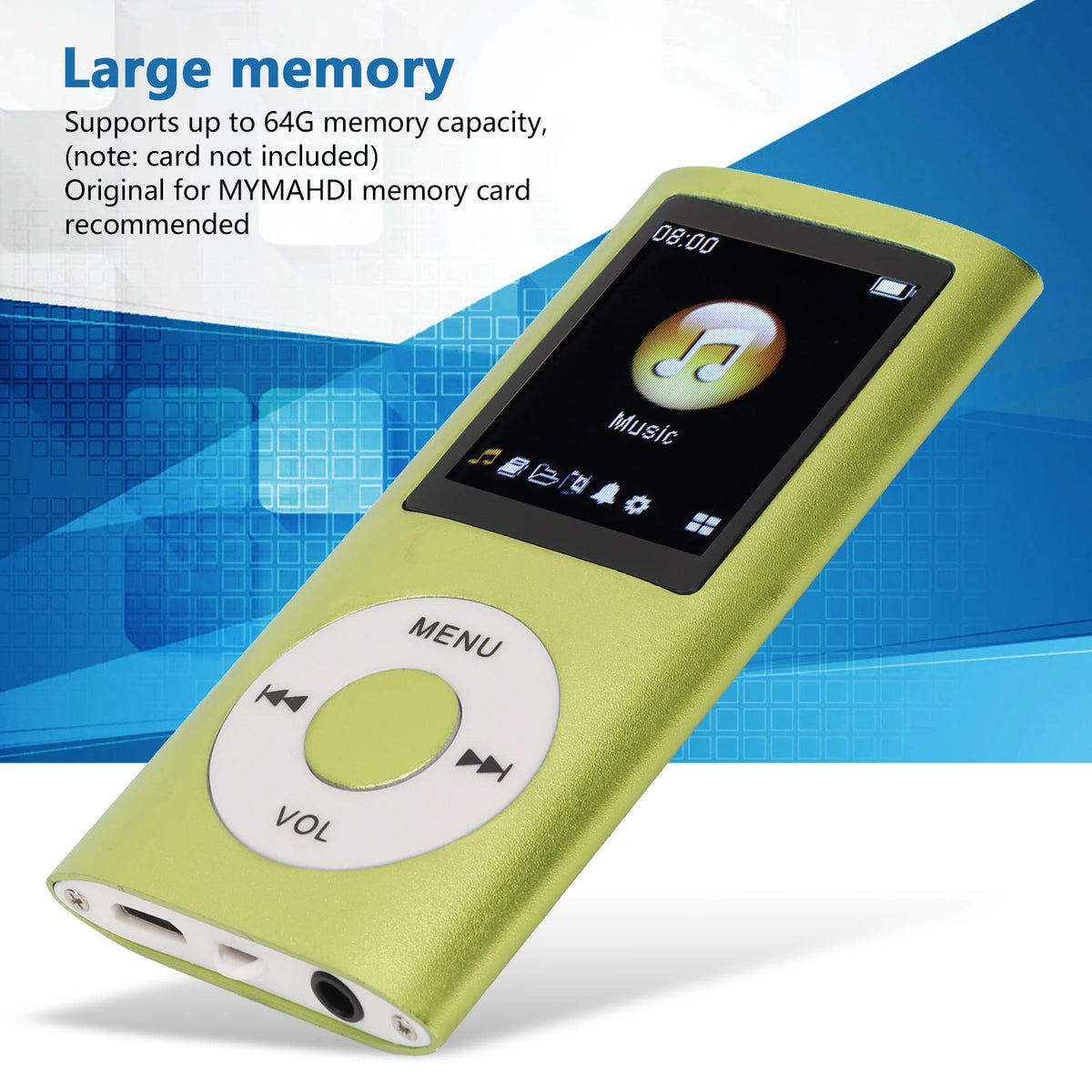 Aluminum Alloy Slim MP3 Player with 1.8 Inch LCD Screen