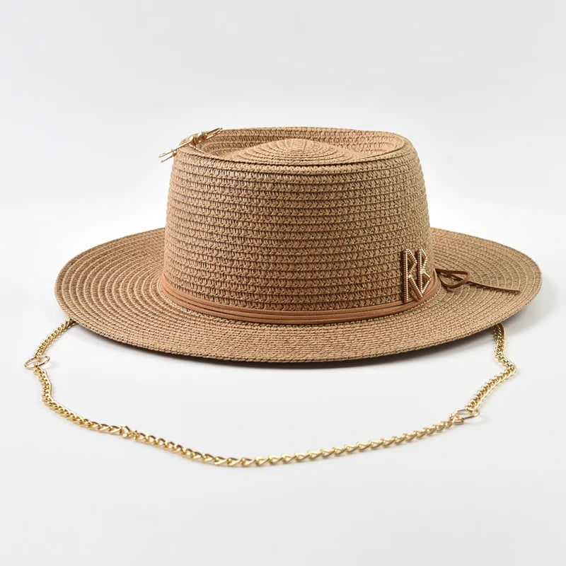 Elegant Straw Sun Hat for Women with Ribbon Decoration