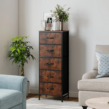 JHK 48 Inch Modern Dresser with 5 Fabric Drawers