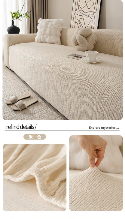 Jacquard Sofa Cover Thick Elastic for L-Shaped Sofa
