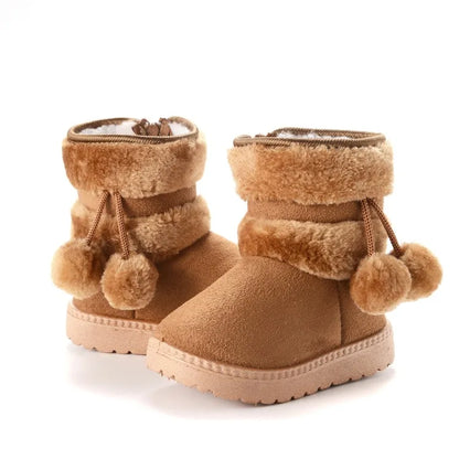 Girls Winter Snow Boots Thick Warm Rubber Microfiber